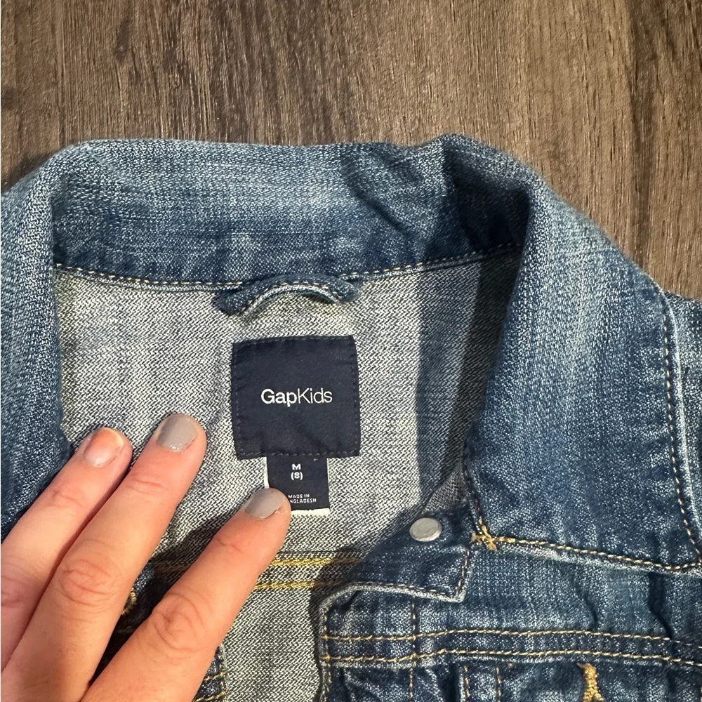 Girls Size 8 Blue Denim Trucker Jacket Classic Button Front